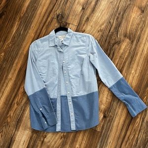J. Crew long sleeve button-down cambray for woman, size 2, blue, color block